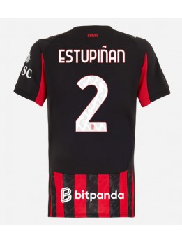 AC Milan Pervis Estupinan #2 Replika Hemmakläder Dam 2025-26 Kortärmad